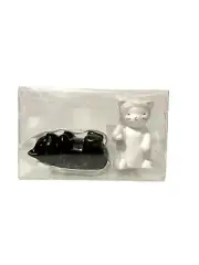 2pc -The Spring Shop Ceramic Black and White Cat Salt & Pepper 3.11” x 2.32” NEW