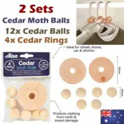16pcs Cedar Moth Balls & Cedar Rings Repellent Wardrobe Drawer Mothballs Protect