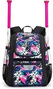 KAVIGOR Youth Baseball Bag, Softball Bag for Girls & Boys, Kids Tball Backpack with Shoes Compartment