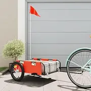 Bike Trailer Orange Oxford Fabric and Iron,Bike Trailer Cargo in Steel Frame,ExtraStorage Carrier with Hitch