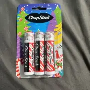 ChapStick Lip Balm Candy Cane Limited Edition Holiday Flavor 3 Pack NEW