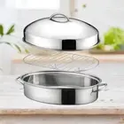 Fish Steamer 16in Double Handle Pasta Pot with Lid Baking Tray Potatoes Eggs