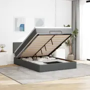 vidaXL Ottoman Bed with Mattress Dark Grey Queen Fabric