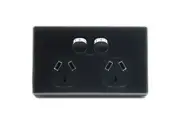 Black Double DGPO Slim Line SLIM Double Power Point Socket Outlet 10 AMP