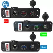 4 in 1 Dual USB Socket Car Charger High Precision LED Digital Voltmeter 12~24V