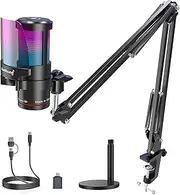 [zealsound] USB Microphone for iPhone,Noise Cancellation Gaming mic with Touch Mute,Gain,Monitoring,USB Mic Boom Arm for Streaming,Podcast,Twitch,YouTube,Discord,iPad,PC,Computer,PS4,PS5,Mac,GamerWave