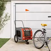 Pet Bike Trailer Orange and Grey Oxford Fabric and Iron,Pet Pushchairs & Strollers 8.85KG-93851
