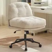 Criss Cross Chair on Wheels Wider & Thickened, Cross Legged Office Chair White
