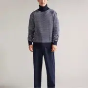 Ted Baker Men's Navy Blue Riber Roll Neck Wool Jumper Turtleneck Sweater Sz6 XXL