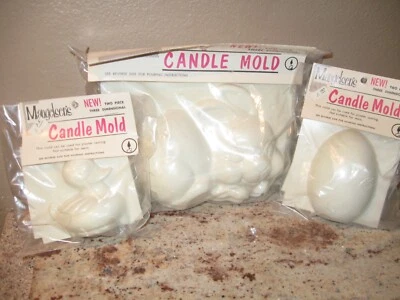 VINTAGE 1970'S MANGELSEN'S PLASTIC CANDLE MOLD EASTER BUNNY EGG & DUCKLING
