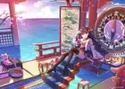 Anime blush boots brown eyes hair chibi headband Custom Gaming Mat Desk