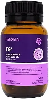 [Hab Shifa] Ultra Strength Premium Black Seed Oil 5% TQ | 500mg softgel |100% Cold Pressed Organic Nigella Sativa Black Cumin Seeds Thymoquinone & Omega 3 6 9 Hair, Skin, Heart & Wellness (60 softgels)