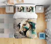 3D Handsome Horse G8774 Bed Pillowcases Quilt Duvet Cover Set Queen King Erin 23