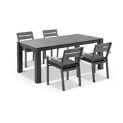 Hugo Ceramic 1.8m Outdoor Aluminium Dining Table with 6 Capri Chairs Setting - Outdoor Aluminium Dining Settings