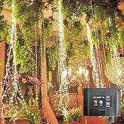 220LED Upgrade Solar Fairy Lights Outdoor Waterproof - 11 Strand Firefly Bunch Lights With 8 Flashing Modes, Waterfall and Watering Can Light for Garden Tent (Warm White)