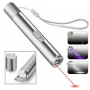 Premium Cat Toy Laser Pointer 3 In 1 Multi Function USB Charging LED Torch Light