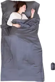 100% Silk Sleep Sack with All around Zippers, 87”X43” Large Sleeping Sheets for