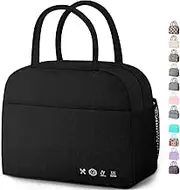 DALINDA Lunch Bag Lunch Box for Women Men Reusable Insulated Lunch Bags for Adults,Water-Resistant Cute Cooler Lunch Tote Bag, Large Capacity for Work Travel Picnic,Black