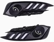 2Pcs LED Daytime Running Light Fog Light Cover DRL Yellow Turn Signal Lamp for Honda Civic 10th 2016 2017 2018-White Yellow Blue