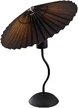 Lexi Lighting Piairie Table Lamp, Chic and Stylish Black Lamp with E27 Lamp Holder, Metal Base, Pleated Fabric Shade, 15" Height with an Umbrella Shape, Adjustable Shade to Fit Elegant Home Décor