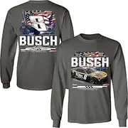 Kyle Busch 2025 Long Sleeve Rebel Patriotic 2-Spot T-Shirt Gray