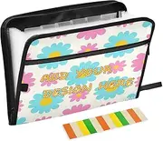 Custom File Folder Jacket 13 Pockets A4 Letter Size Customization Expanding File Pocket with Zipper Closure for Document Storage Lovely Daisy Floral Peach Blue carpetas de