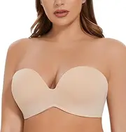 [MELENECA] Women's Non-Wired Padded Non-Slip Push Up Strapless Bra