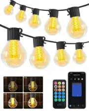 Avatar Controls 50FT Smart LED Outdoor String Lights – Dimmable G40 Globe