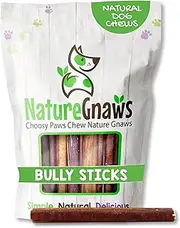 Large Bully Sticks 5-6 (10 Pack) - 100% All Natural Grass-Fed Free-Range Premium Beef Dog Chews