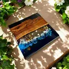 Square Ocean wave Epoxy Resin Coffee Table Handmade Wooden Live Edge Home Decors