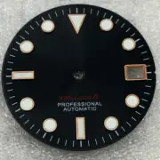 Rose Gold Trim Nail Watch Dial with Green Lume Black Background for NH35/36 Move
