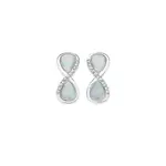 Silver Syn Opal & Cz Curve Studs in White