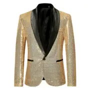 Sequined Singer Dress Gold Suit Jacket Host Nightclub DJ Studio Suit Man's Coats