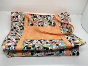 Mickey Mouse Comic Design Handmade Patchwork Quilted Lined Tote Bag 18"x14"x5"