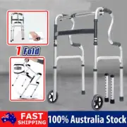 Aluminium Foldable Walking Frame Mobility Walker Wheels Aid Eldery Disability AU