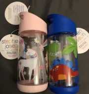 2 Stephen Joseph Water Bottle for Girls & Boys, Back to School Flip Top Bottle