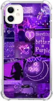 NEW‼ Pvflefkr Violet Dark Purple Aesthetic Collage iPhone 11 Case TPU Bumper