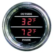 Teltek Inside Outside Auto Thermometer Gauge dual display for Any Semi/Pickup