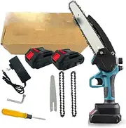 8 Inch Mini Chainsaw Cordless, 88V Battery Powered Chainsaw Pruning Chain Saw, One-Handed Portable Electric Chainsaw for Gardening Tree Trimming and Branch Wood Cutting(2X Battery,2X Chain)