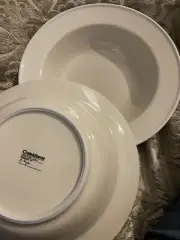 Set of 2~9.5” White Crate & Barrel Soup Pasta Bowl Plate rolled rim B. Eigen