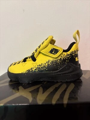 nike lebron 17 auto (tdv) toddlers ck0611 700 chrome yellow/black shoes Sz 5