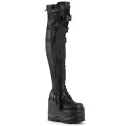 Demonia Wave-315 Cyber Punk Gothic Wedge Platform Thigh High Boots