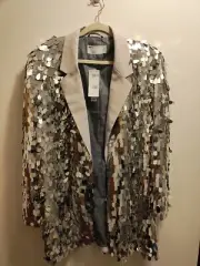 Women Asos Silver Blazer Size UK 12
