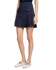 Sandro Short Striped Pleated Skirt
