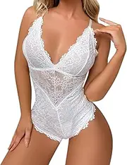 [Generic] Sexy Nighties for Women Christmas Women's Sexy Street Seaside Lace Flower Embroidery Versatile Slim Fit Jumpsuit Can Be Wearable Outside Mini Skirts for Women Sexy Lingerie (White #5, S)