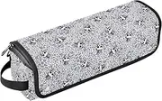 [sanluoli] 2-in-1 Curling Iron Travel Case and Heat Resistant Mat with Zipper Portable Hair Styling Tool Organizer Skull Evil Grey Leopard Travel Bag for Hair Tools