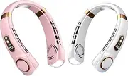 Neck Fan portable air conditioner, Hands Free Bladeless Fan,360°Cooling Personal Fan,5 Speeds Adjustment Headphone Design,Rechargeable,USB Powered Air conditioner for Outdoor Indoor Pink fan.