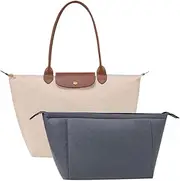[Chispee] Purse Organizer Insert for Handbags – Felt Bag Organizer with Zipper, Multi-Pocket Divider for Longchamp, Totes, and Travel Bags, Inner Bag Liner for Women (Dark Grey,M)