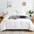 King Full Duvet Cover Set Pillowcase Bed Flat Bed Sheet Solid Color White Be