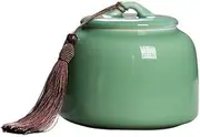 Decorative Ceramic Tea Canister With Airtight Lid Storage Container Tins For Tea, Coffee, Nuts, Herb, Spice, Sugar Container(Green)